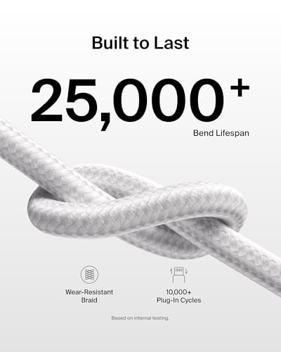 Belkin 6.6 ft USB C to Lightning Charging Cable – Premium Fast-Charging Cord for i Phone 14 & Earlier, i Pad 9 th Gen, Air Pods – Flexible & Durable Design for Enhanced Mobility – MFi Certified Quality – Sleek White Finish for Modern Aesthetics