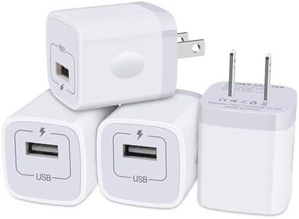 Sicodo 4-Pack High-Speed USB Wall Charger Block – Universal Fast Charging Adapter for i Phone 16/15/14/13/SE (2020) & Samsung Galaxy S25/S24/S23 – Compact Travel-Friendly Design for Enhanced Portability and Performance – Stay Connected Anytime, Anywhere!