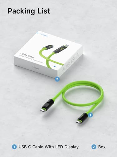 Hagibis USB 4 Cable with LED Display – 240 W Fast Charging & 8 K@60 Hz Video Output for i Phone 16/15 Pro Max, i Pad, Mac Book Pro/Air – Ultimate Thunderbolt 4/3 Data Transfer Solution for Efficient Connectivity and Enhanced Performance