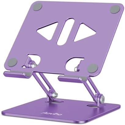 Versatile Adjustable Aluminum Tablet Stand Holder – Foldable and Lightweight Desktop Mount for i Pad Pro 12.9, i Pad Air, Mini, Samsung Galaxy Tabs, and Kindle Fire (4-12 inch) – Enhanced Stability and Comfort for Optimal Viewing Experience in Purple