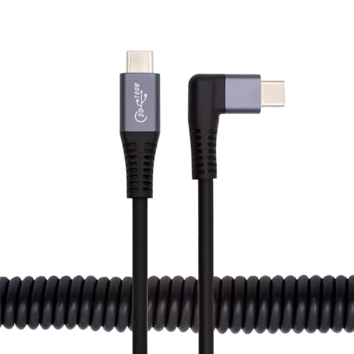 Revolutionary xiwai USB4 Type-C Male to Male Extension Cable – 20 Gbps Data Transfer with 100 W Power Delivery, 8 K Video Output, Coiled Design for Maximum Space Efficiency, and Angled Connector for Seamless Access in Compact Areas – Perfect for Laptops, Tablets, and Modern Tech Environments