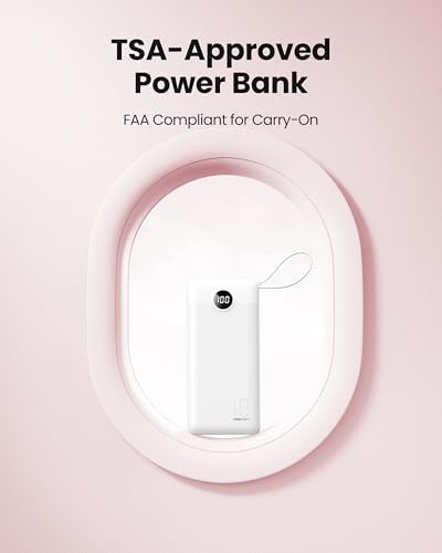 Sleek 10,000 m Ah Ultra-Slim Portable Power Bank – Essential Travel Charger with Integrated Cables, 5 Outputs & 2 Inputs, LED Battery Monitor – Universal Compatibility for i Phone & Android Devices – Chic Pink Design for Effortless On-the-Go Charging