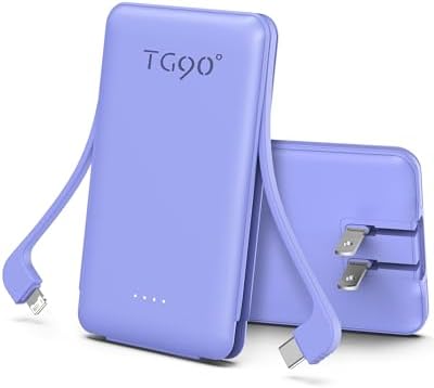 Ultra-Compact TG90° Portable Charger: 5000 m Ah Power Bank with Integrated AC Wall Plug and Triple Output for i Phone and Android Devices – Fast Charging Made Effortless and Convenient