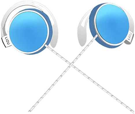 C-YOUNG Secure Fit Clip-On Earphones – Premium Over-Ear Stereo Headphones for Intense Workouts, Compatible with i Phone & Android – Lightweight, Sweat-Resistant with Built-in Microphone for Hands-Free Calls, Stylish Blue Design for Active Lifestyles