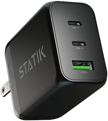 STATIK 100 W Ga N Fast Charger Block – Triple USB-C Ports for High-Speed Charging | Universal Compatibility with Mac Book, i Phone, Samsung, and Laptops | Compact Design for Efficient Power Delivery and Safety Features