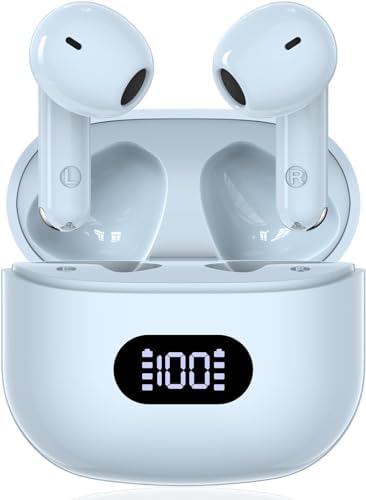 Revolutionary Bluetooth 5.4 Wireless Earbuds – Immersive Surround Sound with 48-Hour Playtime, IPX7 Waterproof for Ultimate Sports Performance, Tap-Control for Effortless Use, LED Display Charging Case – Perfectly Compatible with i Phone & Android Devices