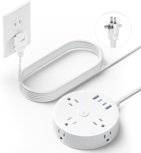 Yozisital PD 20 W 2 Prong Power Strip with 10 FT Extension Cord – 6 Outlets & 4 USB Ports (2 USB-C) for Rapid Charging, 180° Rotating Plug, Surge Protection – Perfect Solution for Older Homes with Limited Outlets