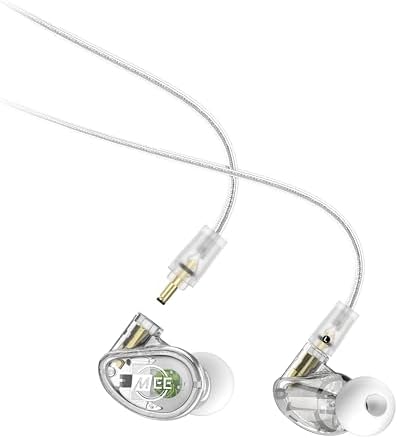 MEE audio MX1 PRO Dynamic Driver In-Ear Monitor Headphones – Professional Quality Sound Isolation Earbuds with Memory Wire Comfort, Detachable Cables, and Transparent Design for Musicians and Audiophiles – Exceptional Audio Clarity for Live Performances and Studio Sessions