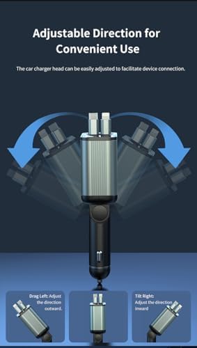 TRON 4-in-1 TR32 USB-C Car Charger Adapter – 660 W Rapid Charging with Retractable 2.6 Ft Cables & Dual USB Ports for Ultimate Device Compatibility and Convenience on the Go