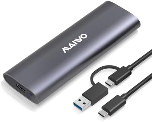 Transform Your M.2 SSD into a High-Speed External Drive with the MAIWO USB 3.2 Gen1 Type-C Aluminum Enclosure – Ultimate Compatibility for B Key & B+M Key SSDs, Effortless Plug-and-Play Setup, and Superior Heat Dissipation for Optimal Performance