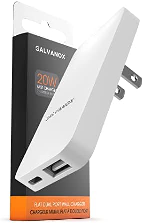 Galvanox Ultra Slim Type C Flat Wall Charger – 20 W Dual USB-C & USB-A Fast Charging Adapter for i Phone 11/12/13/14/15 Pro/Max & Samsung Galaxy – High-Speed Multi-Port Power Supply with Enhanced Compatibility & Safety Features