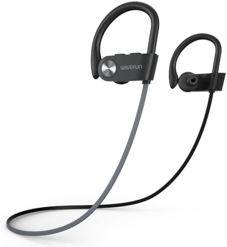 Advanced Waterproof Bluetooth Earbuds with Secure Ergonomic Ear Hooks – XBuds Over-Ear Headphones Engineered for Active Lifestyles – Immersive Deep Bass Audio, 15-Hour Battery Life, Integrated Microphone, IPX7 Water Resistance – Ultimate Comfort for Workouts and Outdoor Activities (Grey)