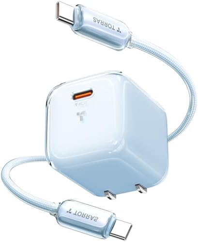 TORRAS Icenano 30 W USB-C Charger Block – Glacier Blue, Low Temp & Safe Fast Charging Adapter with PD 3.0 for i Phone 15/16 – Includes 5.5 ft USB-C Cable, Compact Design for Enhanced Portability and Mag Safe Compatibility