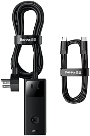 Baseus 1200 J Surge Protector Power Strip – PD 40 W USB-C Fast Charging Station with 3 AC Outlets & 3 USB Ports for Ultimate Device Compatibility in Home, Office, or Dorm Room – Safe, Efficient, and Compact Charging Solution