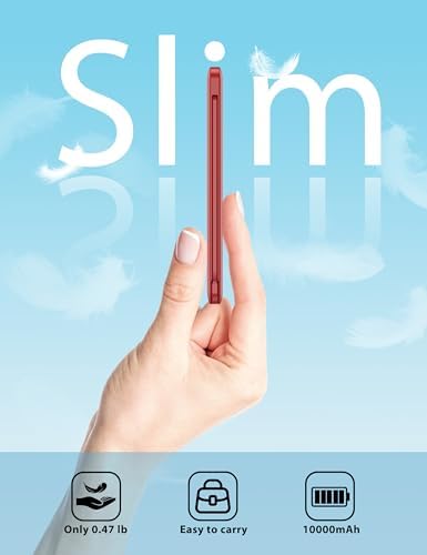 miisso 10000 m Ah Ultra-Slim Portable Power Bank with Integrated Charging Cables – Multi-Device USB-C Travel Charger for i Phone & Samsung – Compact, Lightweight Battery Pack Designed for Maximum Portability and Efficiency