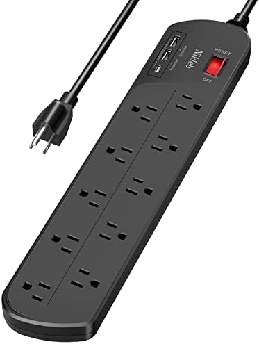 Maximize Your Power with the 23-in-1 Heavy Duty Surge Protector Power Strip – 20 Outlets Plus 2 USB and 1 USB-C Ports, 6 ft Wall-Mountable Extension Cord for Efficient Gaming, Office, and Home Setup – Unmatched Compatibility and Fast Charging Solutions