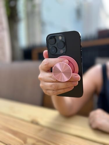 Ultimate Sleek Gray Magnetic Phone Grip & Kickstand – Enhanced One-Handed Use for Mag Safe, i Phone & Samsung Devices with Universal Adapter – Ergonomic Design for Secure Hold & Effortless Hands-Free Viewing