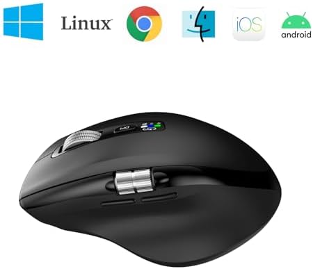 Ergonomic Wireless Bluetooth Mouse with Smart Flying Scroll and Silent Operation – Multi-Device Compatible Mice for Laptop, Computer, i Pad, Tablet, and Mac Book in Sleek Black for Enhanced Productivity and Comfort