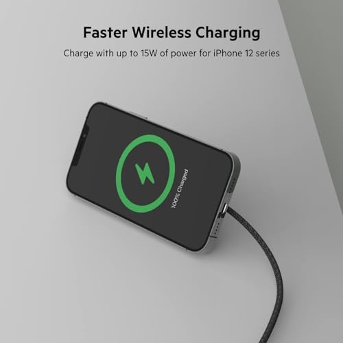 Belkin Boost Charge Pro 15 W Magnetic Wireless Charging Pad with Pop-Up Stand – Qi2-Certified Fast Charger for i Phone 16 Series, Samsung Galaxy S25, and Air Pods – Includes 20 W Power Supply – Eco-Friendly Design with 75% Recycled Materials – Optimal Charging Solution for Home and On-the-Go