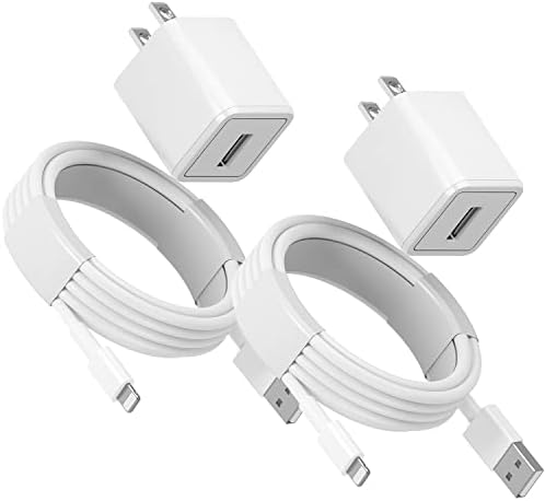 Quigg Cube MFi Certified i Phone Charger Set – 2-Pack 6 FT Lightning Fast Charging Cables with Compact USB Wall Adapters for i Phone 13/12/11/10/X/8 Plus/XR/XS Max/SE/i Pad – Ultimate Charging Convenience and Speed for Home & Travel