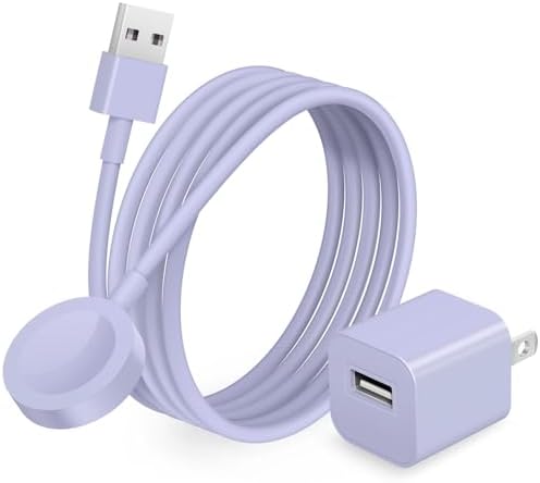 Chic 3.2 FT Wireless Fast Charger for Apple Watch – Effortless Charging Solution with Stylish Pink Design, Compatible with All Series 1-10, Includes Wall Plug for Ultimate Portability and Quick Power-Ups for Active Lifestyles