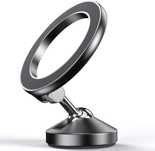 Premium Magnetic Car Phone Holder with 360° Rotation for i Phone & Android – Mag Safe Compatible Metal Mount in Elegant Golden Finish – Secure Grip for Safe Navigation and Hands-Free Calling – Ideal for i Phone 16, 15, 14, 13 Pro Max and More – Enhances Driving Safety with Stylish Design