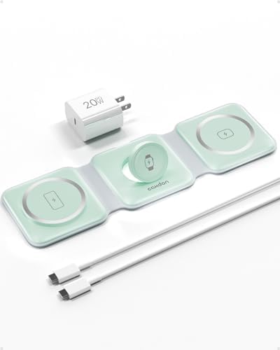 Ultimate 3-in-1 Mag Safe Wireless Charging Station for i Phone 16, Apple Watch S10 & Air Pods 4 – Foldable Travel Charger with Advanced Magnetic Pad, Quick Charge Technology, and Chic Purple Design for On-the-Go Essentials