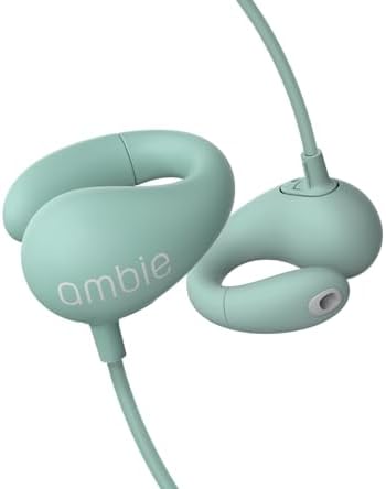 Revolutionary Ash Green Sound Earcuffs: Open Ear Wired Earbuds with Built-in Microphone & Effortless Volume Control | Lightweight Silicone Clip-on Headset for Active Lifestyles | Unmatched Comfort & Enhanced Compatibility for All-Day Listening