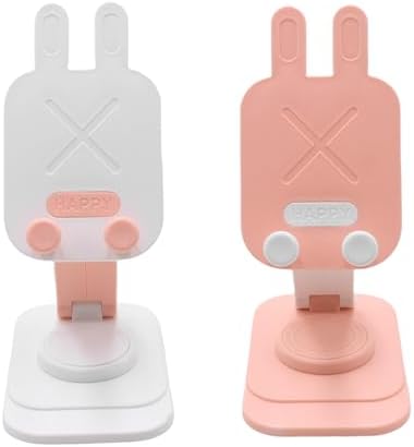 Cute Rabbit 2-Pack Foldable Phone Stand Holder: 360-Degree Adjustable Desk Accessory for All Smartphones – Stylish Functionality and Enhanced Compatibility for Everyday Use
