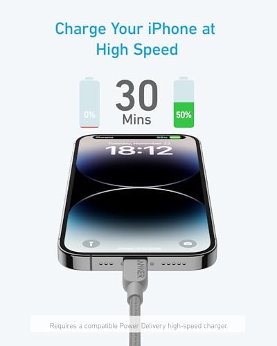 Anker 310 MFi Certified 6 FT USB C to Lightning Cable (2-Pack) – Premium Fast Charging Solution for i Phone 14 and More – Durable, High-Speed Performance for Seamless Connectivity and Extended Reach – Perfect for Home, Office, and On-the-Go Use