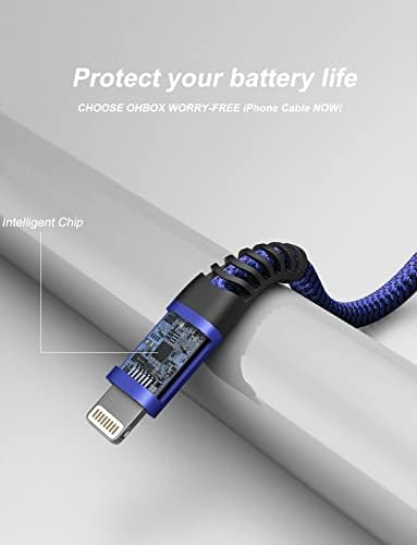Experience Unmatched Charging Efficiency with the ohbox USB-C to Lightning Cable 3 FT – 3 Pack Fast Charging Braided Cords for i Phone 14/13/12/11 and i Pad – Ultimate Durability and Compatibility for Your Devices