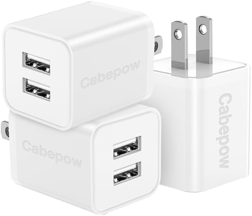 High-Speed Dual Port USB Wall Charger Block – Cabepow 5 V 2.4 A Power Adapter for i Phone 6-16 and Android Devices – ETL Certified Compact Charging Cube for Home, Office, and Travel Use – Ultimate Safety and Compatibility for Rapid Charging Solutions