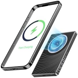 Ultra-Slim 10,000 m Ah Mag Safe Power Bank for i Phone 16/15/14/13/12 – Fast Wireless Charging in Sleek Metallic Black, Magnetic Attachment for Hassle-Free Portability and Quick Power-Ups – Ideal Travel Companion for On-the-Go Charging Solutions