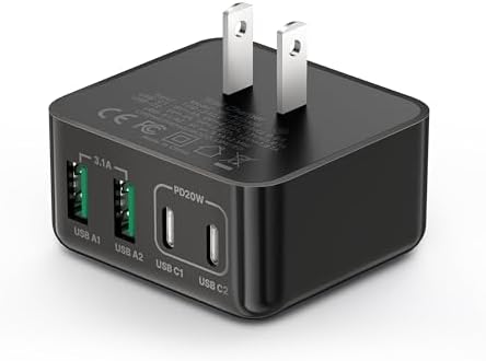 Aioneus 40 W USB C Fast Charging Block – 4-Port Dual PD & QC Wall Charger for i Phone 11-16, i Pad & Samsung Devices – Compact, High-Performance Power Adapter with Enhanced Safety Features for Home & Travel