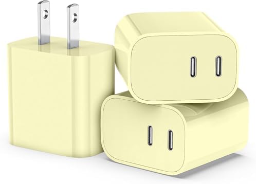 High-Speed Dual-Port USB C Charger Block – 3-Pack 20 W Type-C Wall Adapter for i Phone and i Pad Pro – Ultimate Convenience for Multi-Device Charging on the Go, Safe & Compact Design