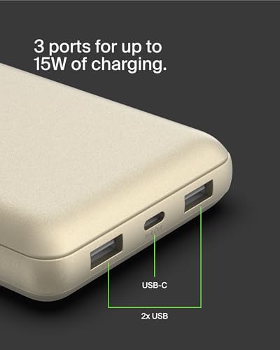 Belkin 20000 m Ah USB-C Power Bank – Dual USB-A Ports, Fast 15 W Charging for i Phone 16/15 Plus, Samsung Galaxy S25, Pixel, i Pad, Nintendo Switch 2 – Travel-Friendly Design in Pearl Blue for Enhanced Device Compatibility and On-the-Go Power