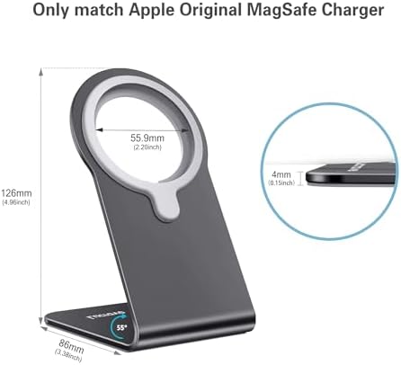 Stand for MagSafe Charger, CreaDream Aluminum Stand Holder for iPhone 16 15 14 13 12 Series, Magsafe Accessories Compatible with iPhone 16 15 14 13 12 Plus, Pro, Pro Max [MagSafe Charger Not Included] – Enhanced Compatibility and Speed
