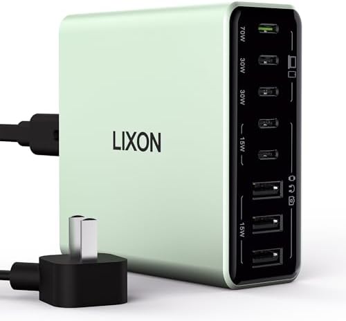 200 W Ga N IV USB-C Charging Hub – 8-Port Fast Charger Station with PD 65 W Laptop Power for Mac Book Pro/Air, i Phone 16/15/14, Galaxy S23/22 & Steam Deck – Ultimate Compact Solution for Multi-Device Efficiency and Safety