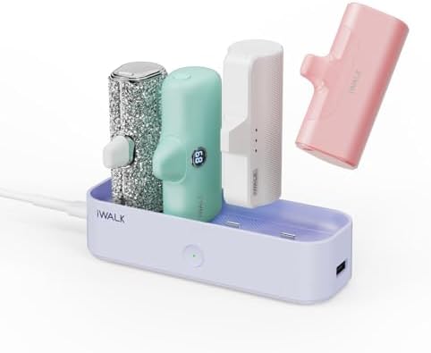 i WALK Family-Sized USB-C Charging Station for Portable Power Banks – Efficient Multi-Device Dock for i Phone & More – Sleek Design, Fast Charging, Enhanced Compatibility – Ideal Home & Office Solution in White