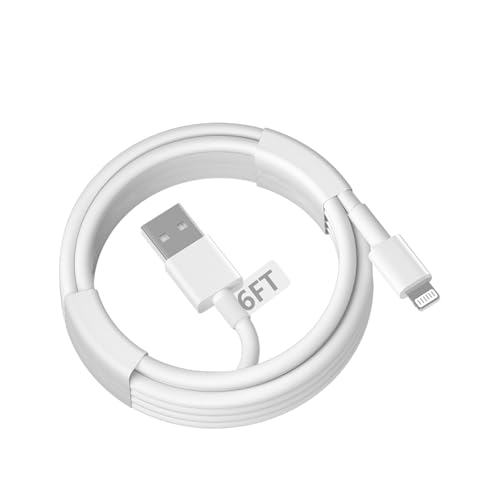6 FT Lightning to USB A Carplay Charging Cable – Dual Pack for Apple i Phone 14, 13, 12, 11 Pro Max, XR, XS, X, 8, 7, 6 Plus, SE & i Pad – High-Speed Data Transfer & Durable Design for Enhanced In-Car Connectivity and Convenience