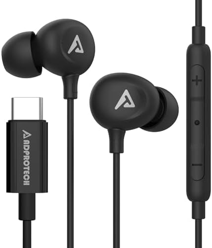 USB C Wired Earbuds with HD Microphone – Premium Noise-Isolating In-Ear Headphones for i Phone 16/15 Pro Max & Samsung Galaxy Devices – Exceptional Sound Quality & Integrated Volume Control – Lightweight, Portable Design for Music & Calls – Enhanced Compatibility with Galaxy Z Flip 5, Pixel 8, and More