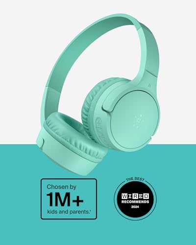 Belkin Sound Form Mini Kids Wireless Bluetooth Headphones – Safe 85 d B Volume Control, 30-Hour Playtime, Built-In Microphone – Lightweight On-Ear Style for i Phone, i Pad, Fire Tablet & More – Ideal for Learning, Entertainment & Safe Listening