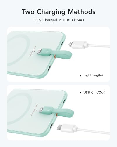 VEEKTOMX Ultra-Slim 5000 m Ah Portable Power Bank with Built-in Charging Cable for i Phone – Lightweight Battery Pack for i Phone 14/13/12/XS/Pro/Air Pods – Quick Charge Convenience in a Stylish Design – Perfect for On-the-Go Power Solutions