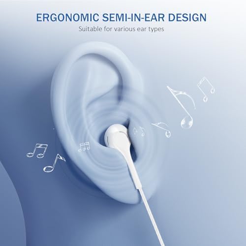 Premium Wired Earbuds Headphones with Microphone – Pack of 5 Noise-Isolating Earphones for Heavy Bass Audio, Compatible with Android, Smartphones, Laptops, and MP3 Devices – Tangle-Free Design for Ultimate Comfort and Clarity