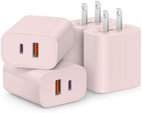 4-Pack Fast Charging USB C Charger Block – Dual Port Multiport Adapter with PD 20 W USB-C & QC 3.0 USB-A for i Phone 16/15/14/13/12/11/X/8, i Pad, Samsung Galaxy, Google & More – Ultimate Charging Solution for Home, Office, and Travel