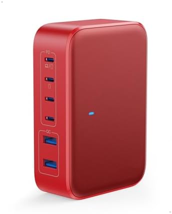 200 W USB C Charging Hub with 6 Ports – Ga N IV Foldable Wall Charger for Rapid Device Power-Up, PD 65 W Laptop Charger for Mac Book Pro, Dell, i Phone 16/15, i Pad, Galaxy & Steam Deck – Compact & Travel-Friendly Fast Charging Solution