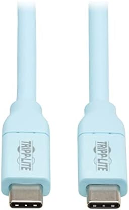 Tripp Lite Safe-IT 240 W USB-C Charge Cable – Ultra-Flexible Male-to-Male Connector for i Phone, i Pad, Android & More, MFi Certified, 6 Feet Light Blue Cable with Enhanced Power Delivery and 3-Year Warranty – Fast Charging & Data Transfer Solution