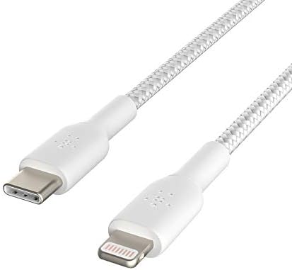 Belkin Boost Charge 6.6 ft Nylon Braided USB C to Lightning Cable – MFi Certified Fast Charging Cord for i Phone 14 & 13 – 18 W Power Delivery for Rapid Device Charging – Durable, Tangle-Free Design for Home and Office Use – Premium Quality Apple Charger Cable