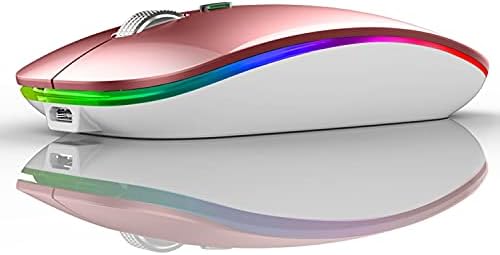 Uiosmuph G12 Slim Rechargeable LED Wireless Silent Mouse – Ultra-Portable USB Optical Computer Accessory with Type C Adapter for Seamless Compatibility and Noise-Free Operation in Blackish Green