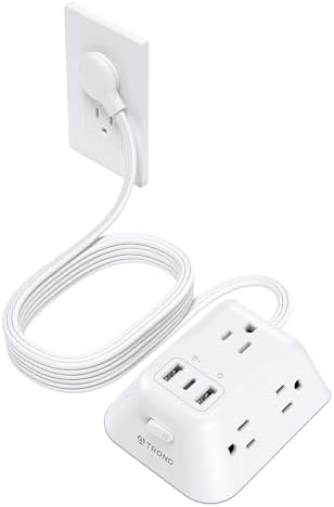 Ultimate Desk Clamp Power Strip: 5 AC Outlets & 3 USB Fast Charging Ports, Mountable Surge Protector for Home Office & Gaming, Fits 1.97″ Thick Table Edges, 6 FT Flexible Extension Cord, Enhance Productivity & Organize Your Workspace